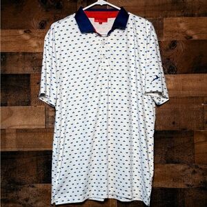 NEW NWOT Redvanly Men's White Blue Golf Polo Shirt Large L